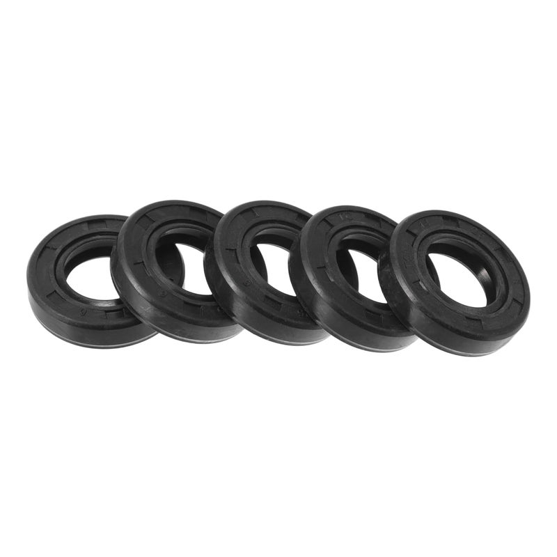 TUCKBOLD Universal Oil Seal TC Double Lip W Steel Spring Seal Ring Rotary Shaft Seal 14x25x6mm High Pressure NBR Rubber Black 5 Pcs - Image 1